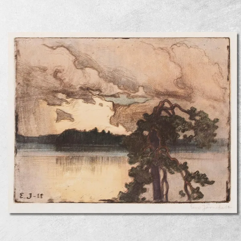 Seelandschaft Bei Sonnenuntergang Eero Järnefelt drucken auf leinwand