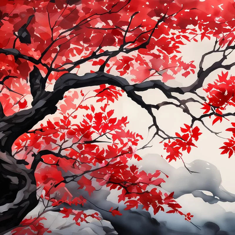 Fine art print majestic red maple branch