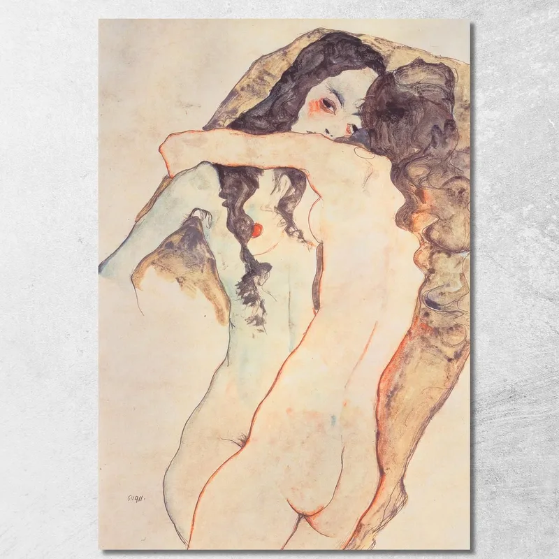 Two Women Embracing Egon Schiele canvas print
