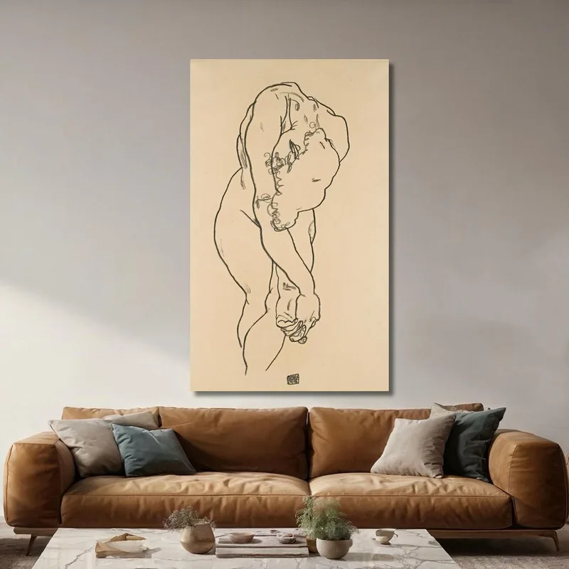 Sich Beugende Frau Mit Gesenktem Kopf Und Gekreuzten Händen Egon Schiele