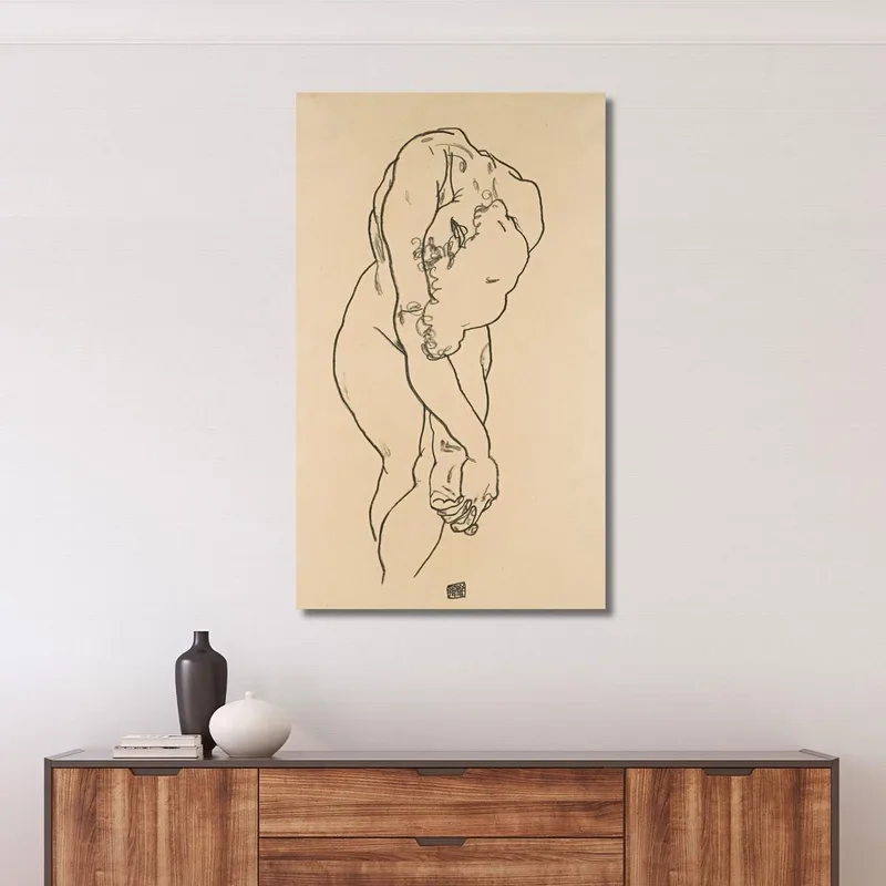 Sich Beugende Frau Mit Gesenktem Kopf Und Gekreuzten Händen Egon Schiele