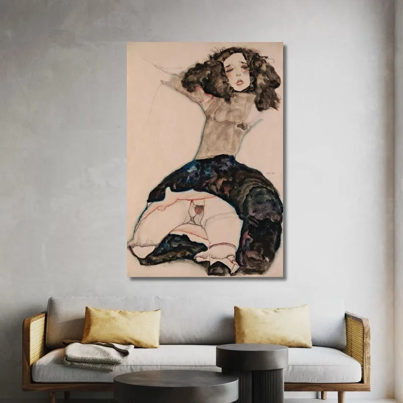 Schwarzhaariges Mädchen Mit Hochgezogenem Rock Egon Schiele