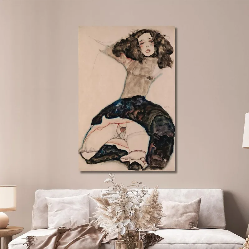 Schwarzhaariges Mädchen Mit Hochgezogenem Rock Egon Schiele