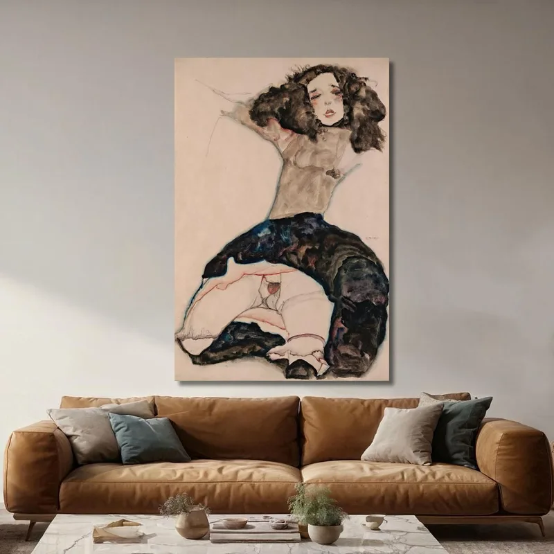 Schwarzhaariges Mädchen Mit Hochgezogenem Rock Egon Schiele