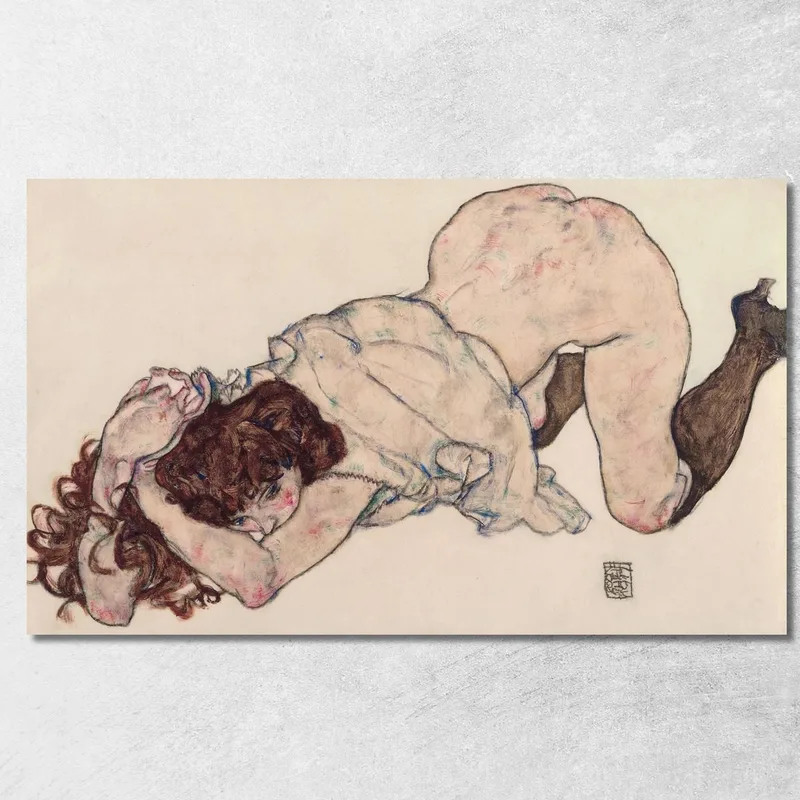 Ragazza Inginocchiata Appoggiata Su Entrambi I Gomiti Egon Schiele quadro stampa su tela
