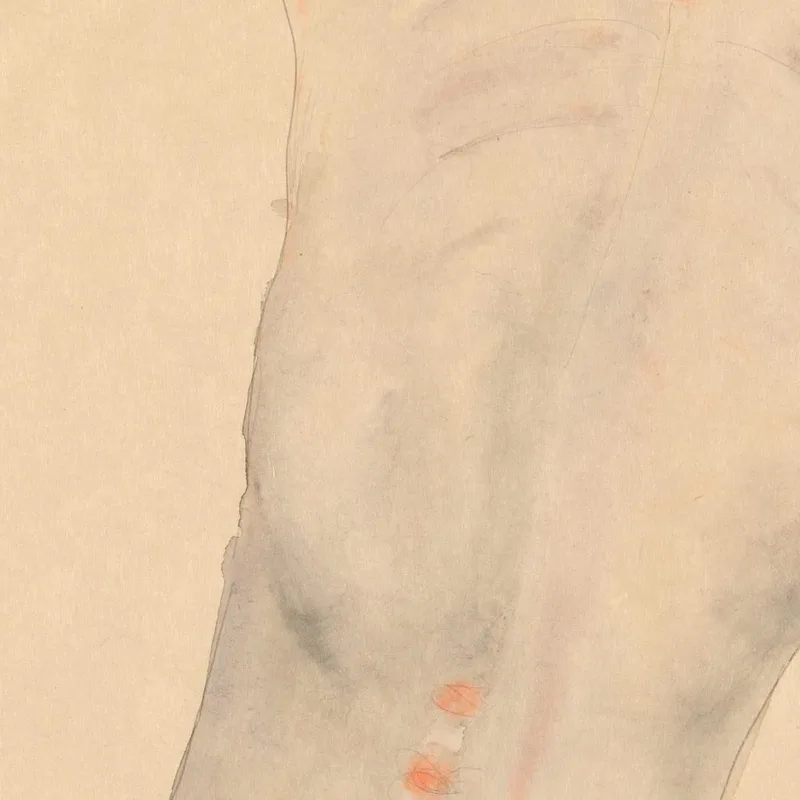 Nu De Dos Avec Drap Coloré Egon Schiele