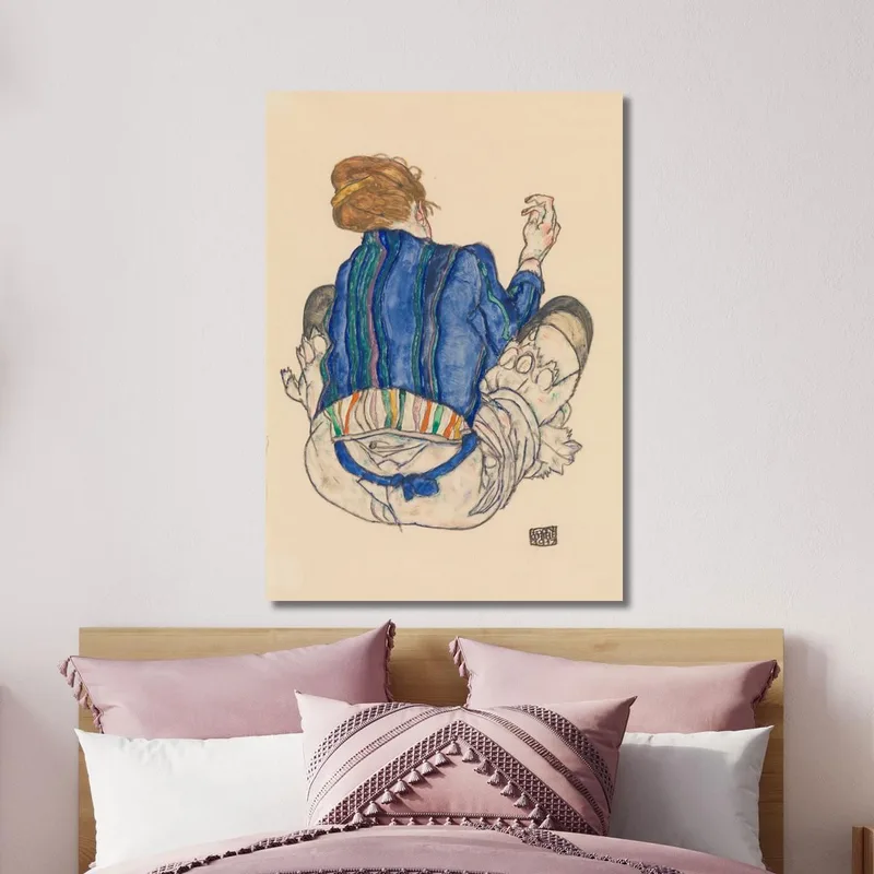 Sitzende Frau Rückenansicht Egon Schiele