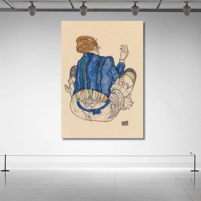 Sitzende Frau Rückenansicht Egon Schiele