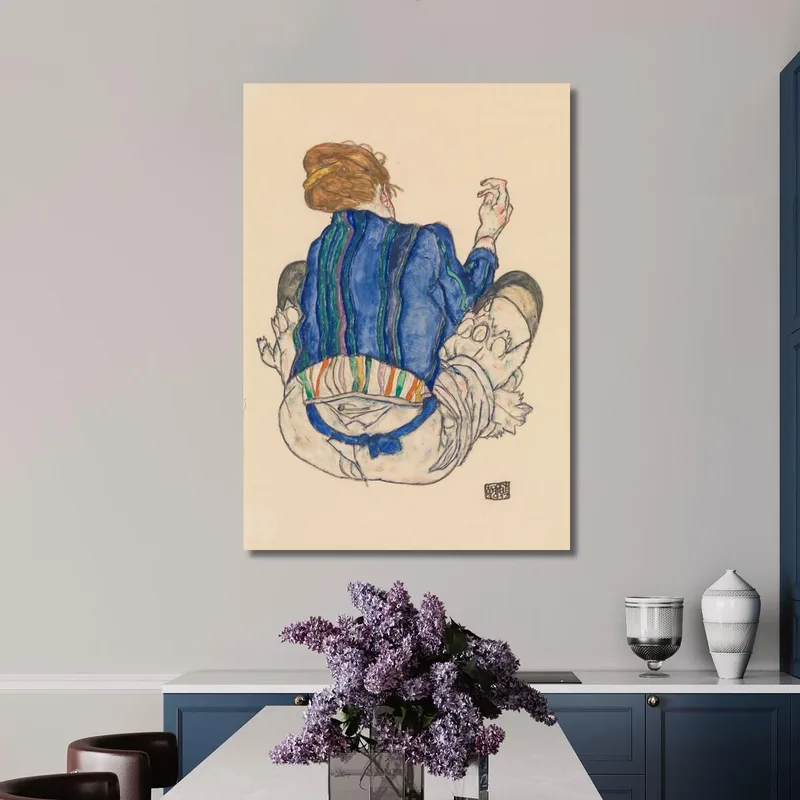 Sitzende Frau Rückenansicht Egon Schiele