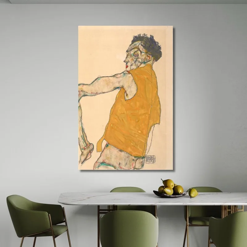 Autoportrait En Gilet Jaune Egon Schiele
