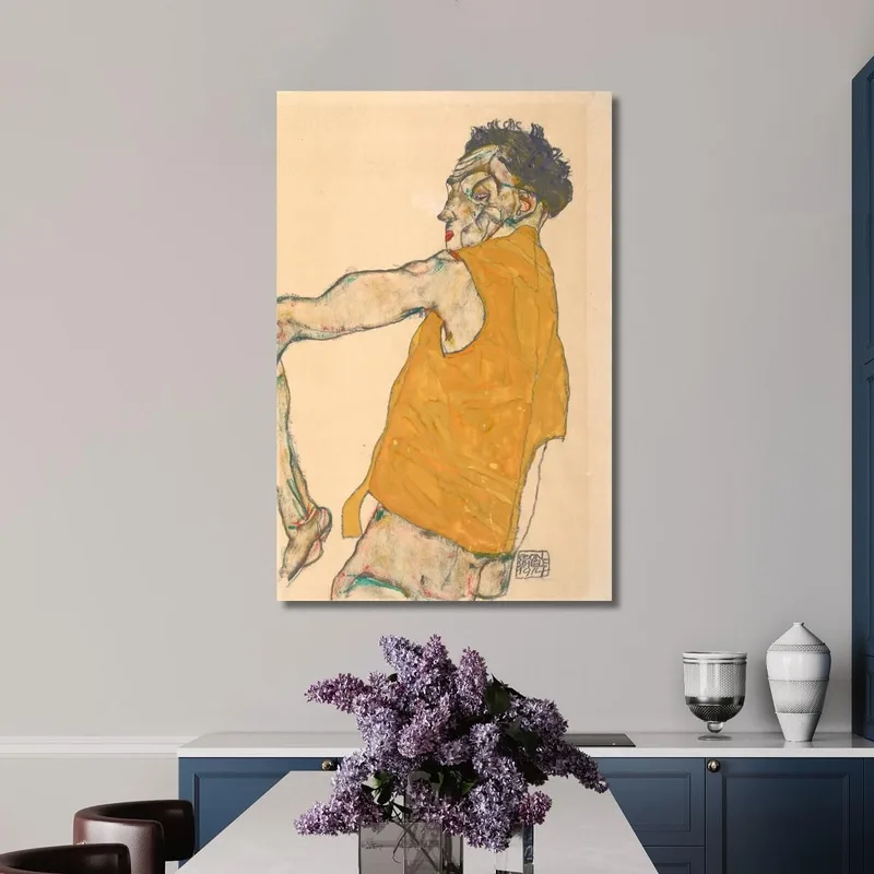 Autoportrait En Gilet Jaune Egon Schiele