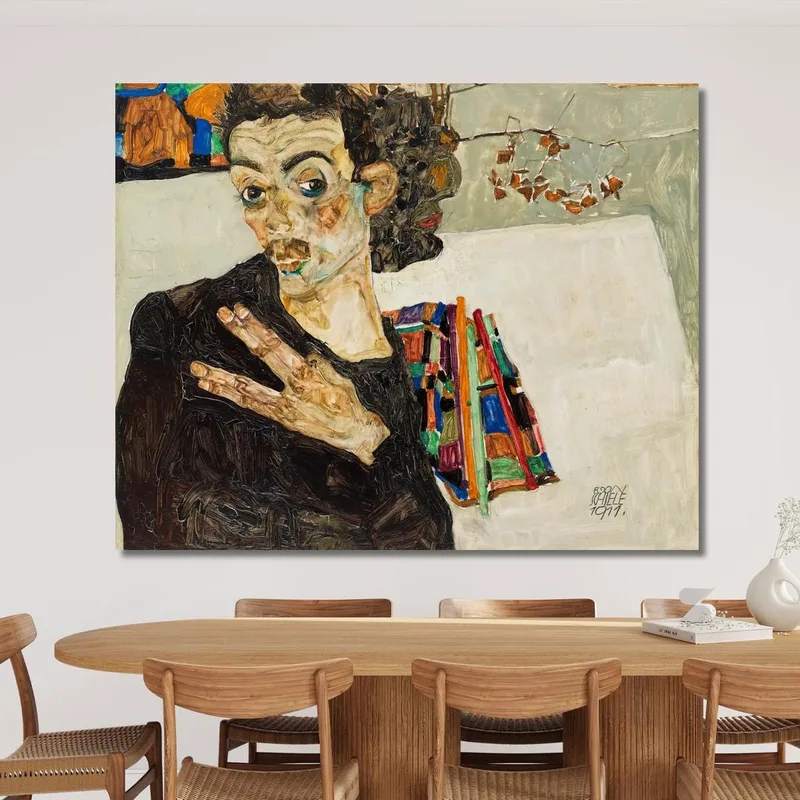 Selbstbildnis Mit Schwarzer Vase Und Gespreizten Fingern Egon Schiele