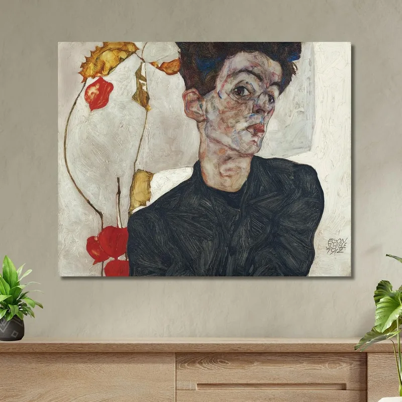Autoportrait Avec Plante De Lanterne Chinoise Egon Schiele