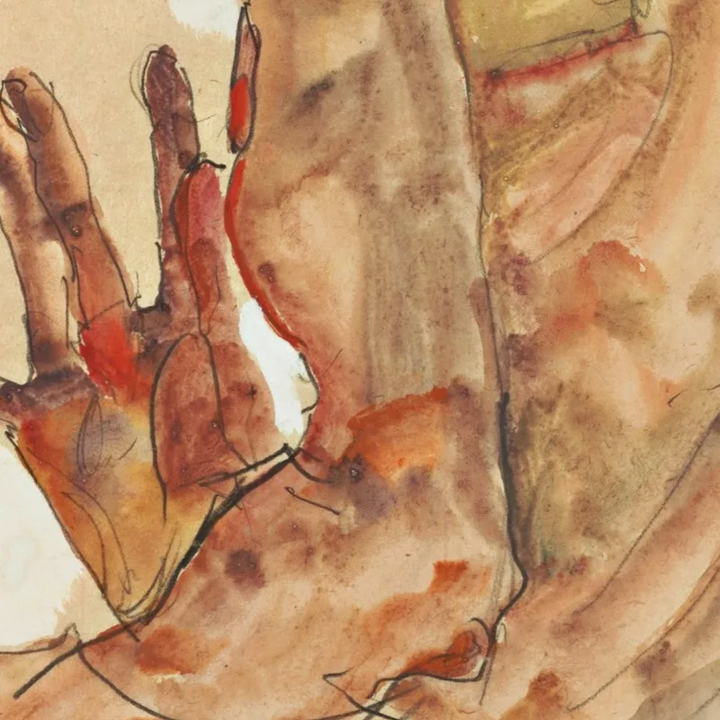 Autorretrato Con Dedos Extendidos Egon Schiele