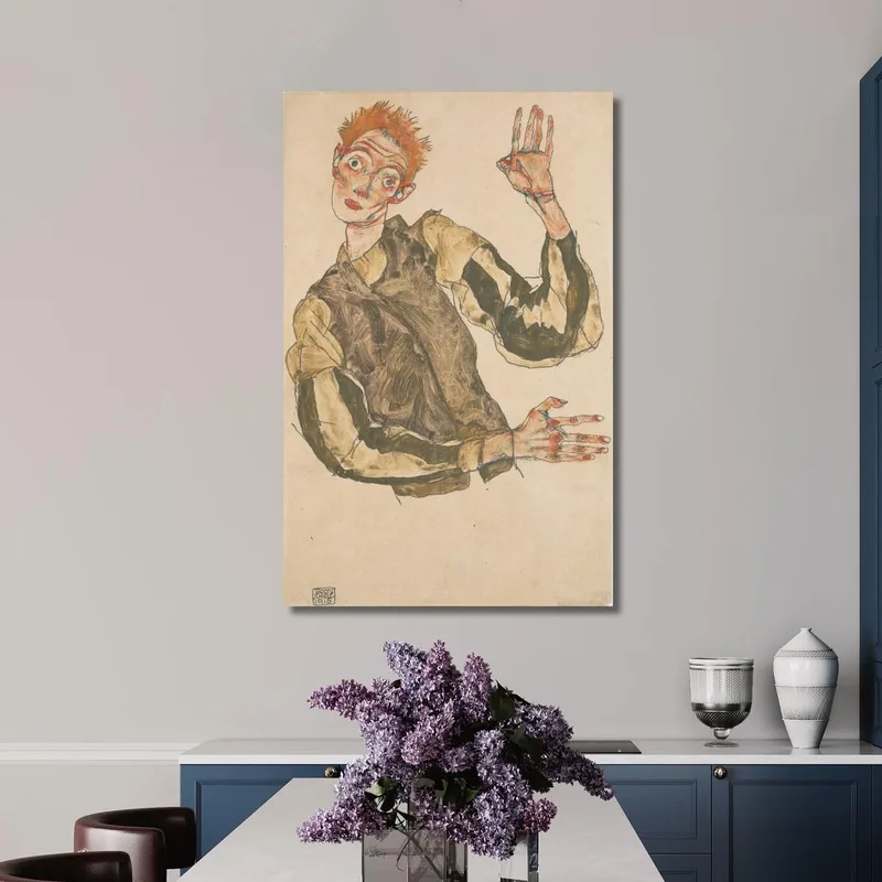 Autoportrait Avec Manches Rayées Egon Schiele