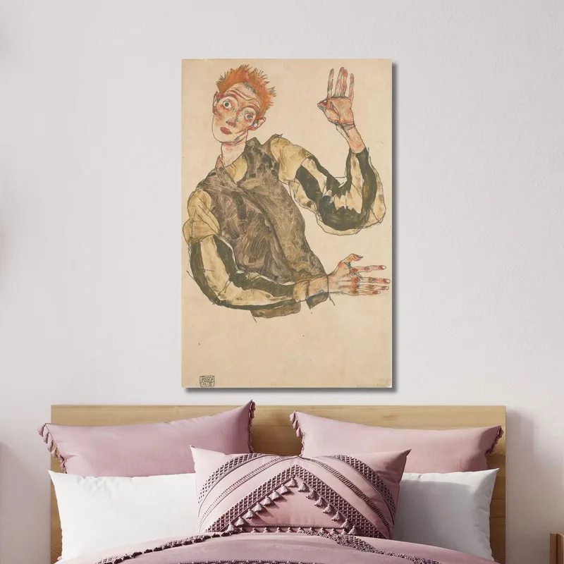 Autoportrait Avec Manches Rayées Egon Schiele