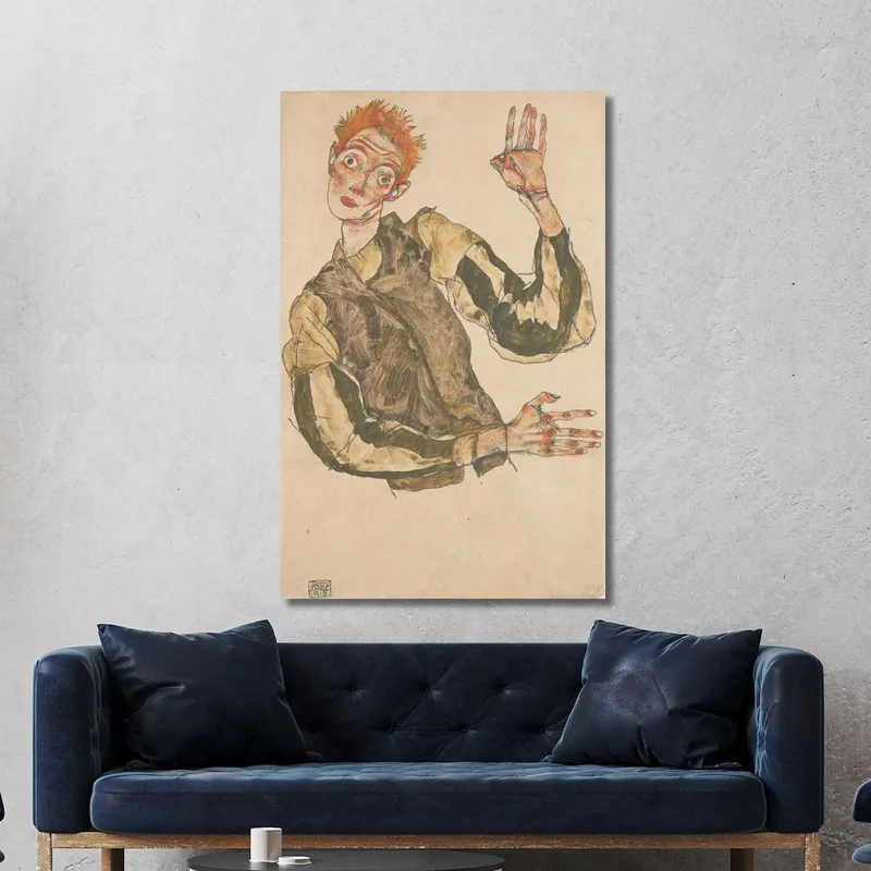Autoportrait Avec Manches Rayées Egon Schiele