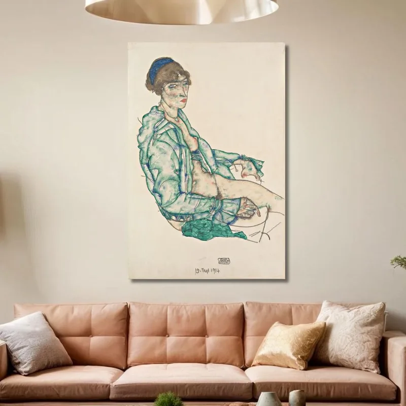 Seminudo Seduto Con Fascia Per Capelli Blu Egon Schiele