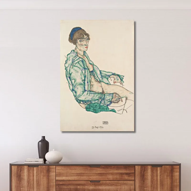 Seminudo Seduto Con Fascia Per Capelli Blu Egon Schiele
