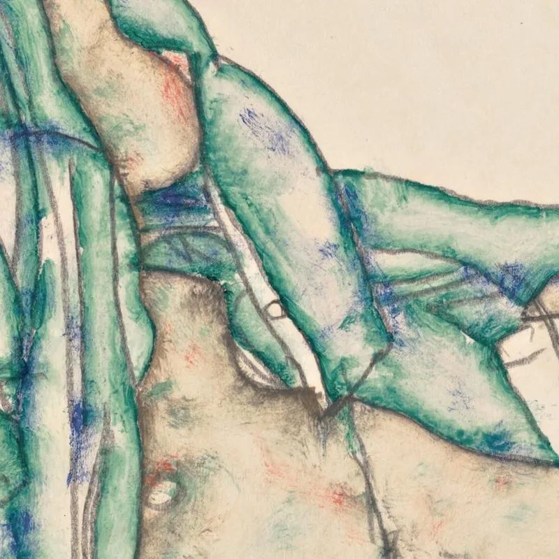 Seminudo Seduto Con Fascia Per Capelli Blu Egon Schiele