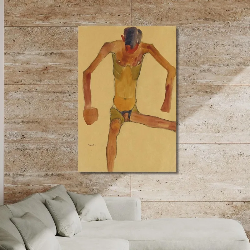 Seated Male Nude With Lowered Head Egon Schiele