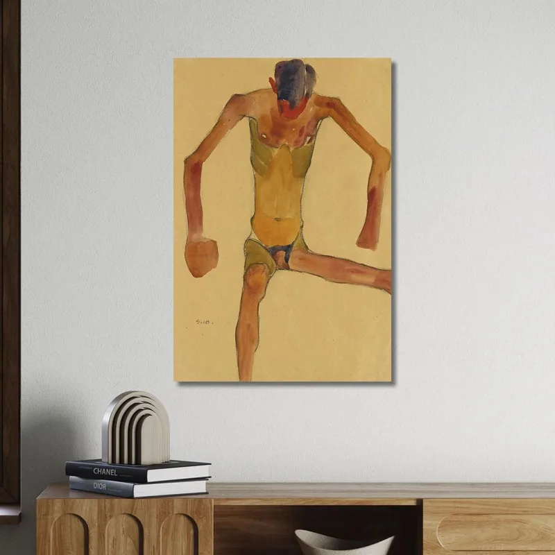 Seated Male Nude With Lowered Head Egon Schiele