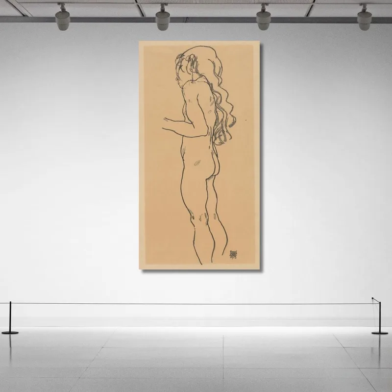 Ragazza Nuda In Piedi Rivolta A Sinistra Egon Schiele