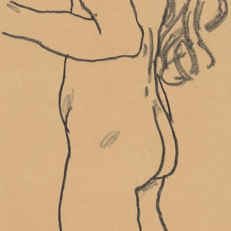 Ragazza Nuda In Piedi Rivolta A Sinistra Egon Schiele