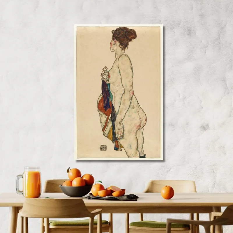 Stehender Akt Mit Gemustertem Gewand Egon Schiele