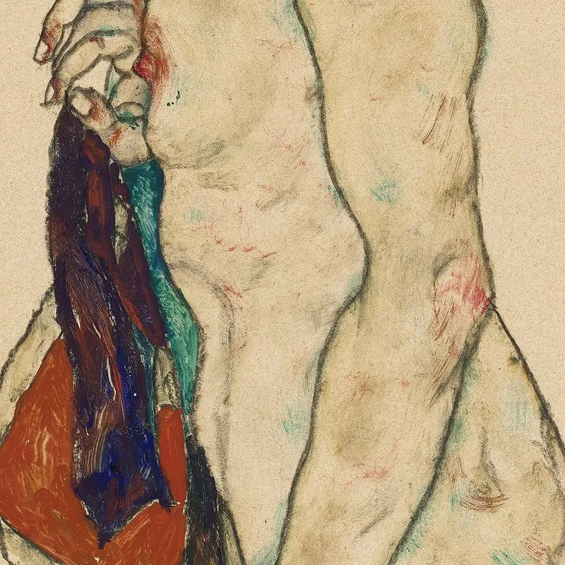 Stehender Akt Mit Gemustertem Gewand Egon Schiele