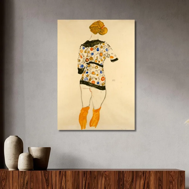 Stehende Frau Mit Gemusterter Bluse Egon Schiele