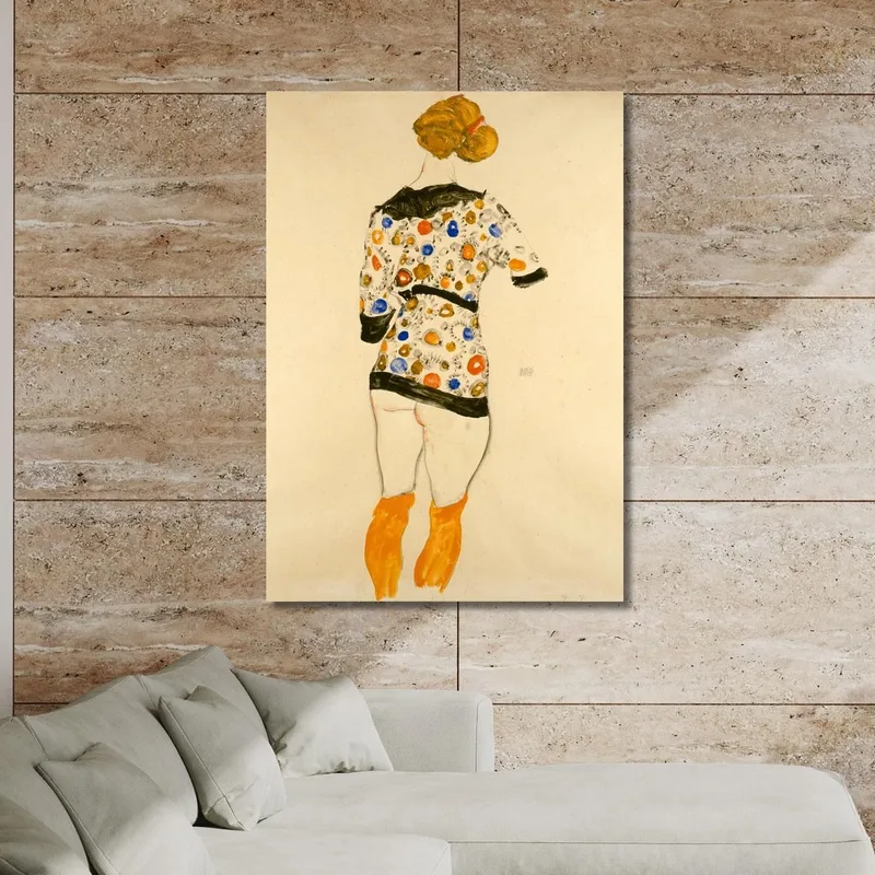 Stehende Frau Mit Gemusterter Bluse Egon Schiele