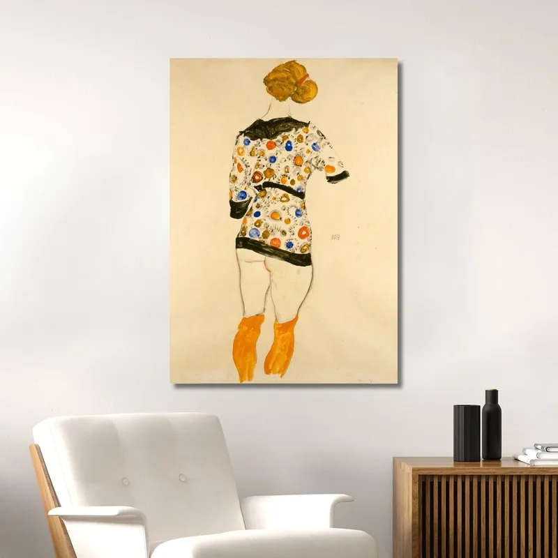 Stehende Frau Mit Gemusterter Bluse Egon Schiele