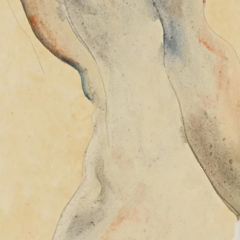 Nudo In Piedi Con Drappo Bianco Egon Schiele