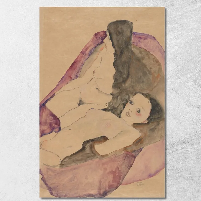 Due Nudi Reclinati Egon Schiele quadro stampa su tela