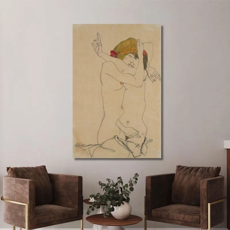Two Women Embracing Egon Schiele