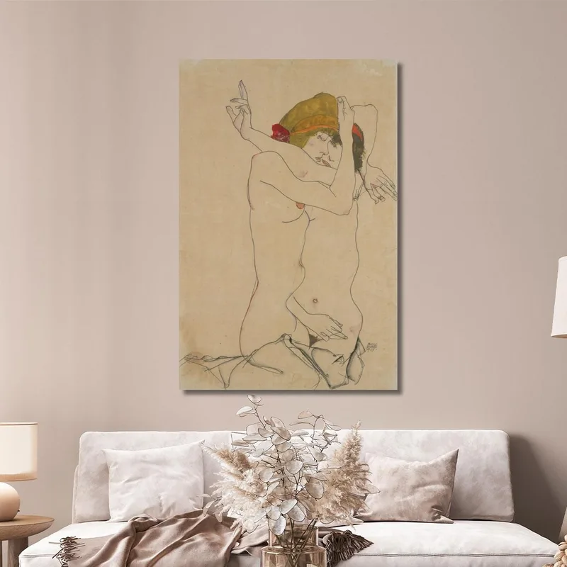 Two Women Embracing Egon Schiele