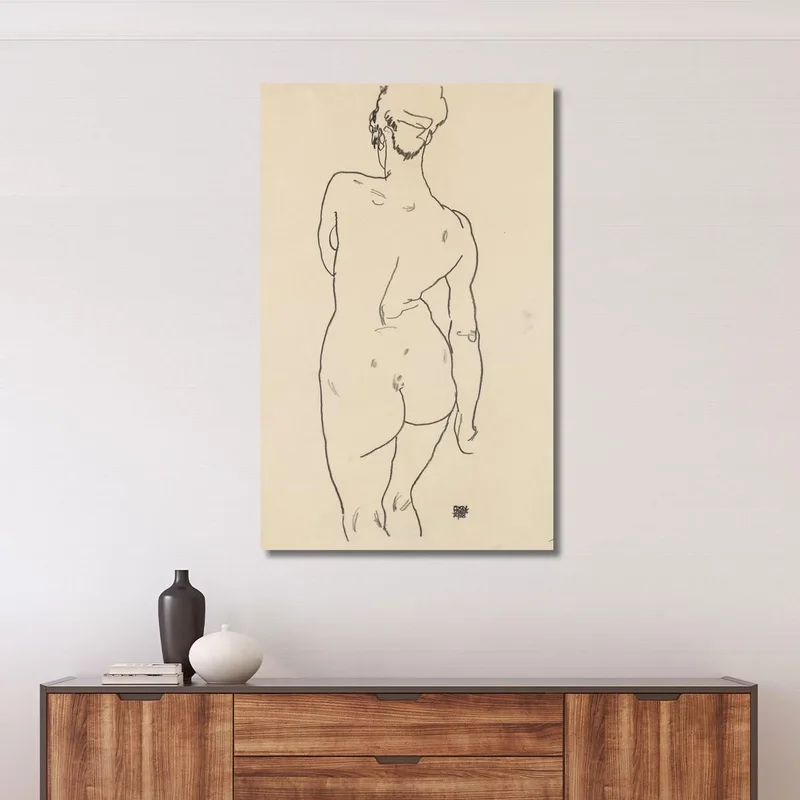 Desnudo Femenino De Espaldas Egon Schiele