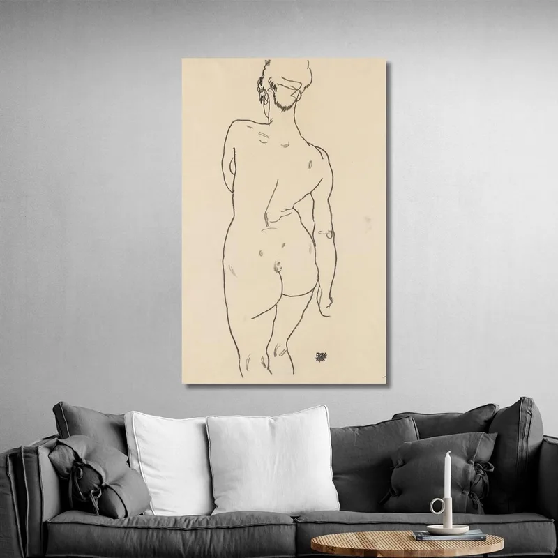 Desnudo Femenino De Espaldas Egon Schiele