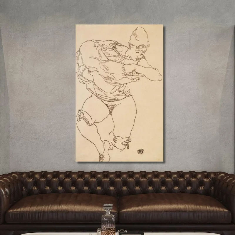 Frau Beim Ausziehen Egon Schiele