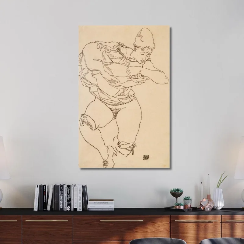 Frau Beim Ausziehen Egon Schiele