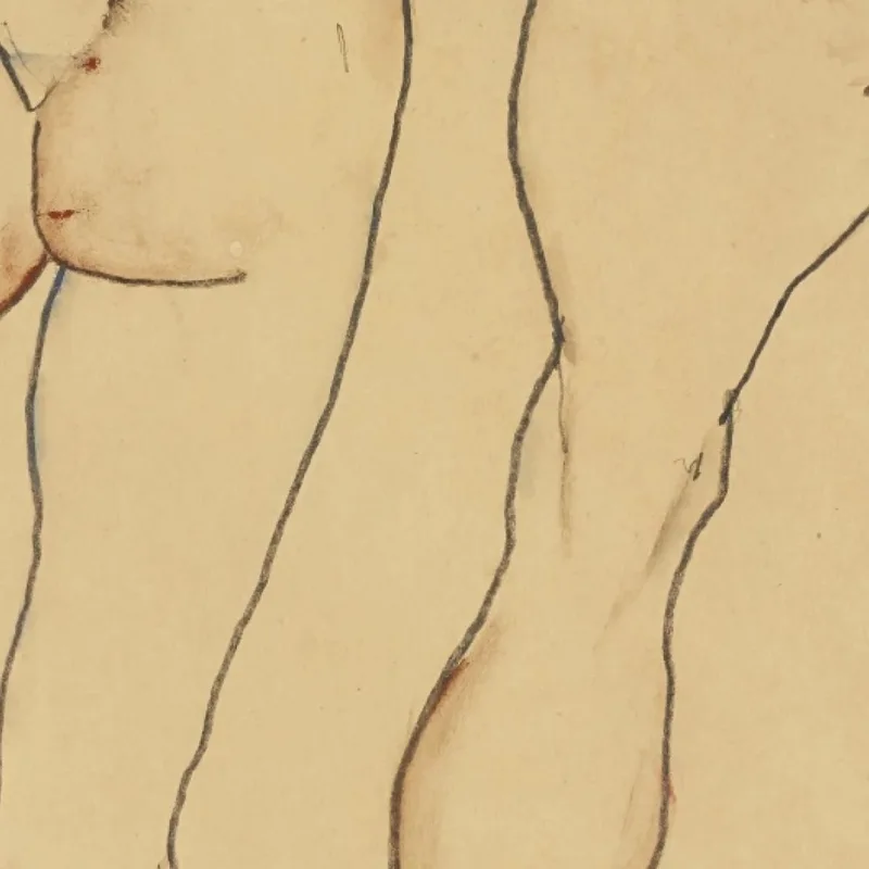 Due Seminudie Femminili In Piedi Egon Schiele