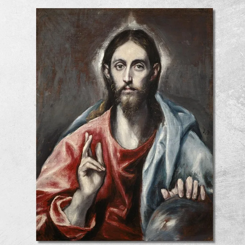 Cristo Bendiciendo (Salvador Del Mundo) El Greco (Domenikos Theotokopoulos) cuadro en lienzo