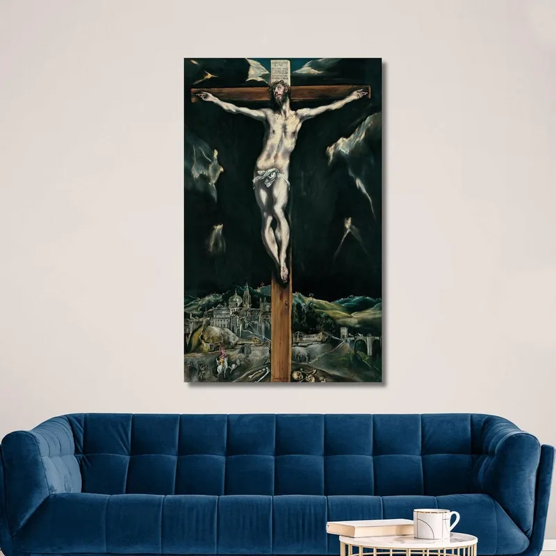 Cristo Crucificado Con Toledo Al Fondo El Greco (Domenikos Theotokopoulos)