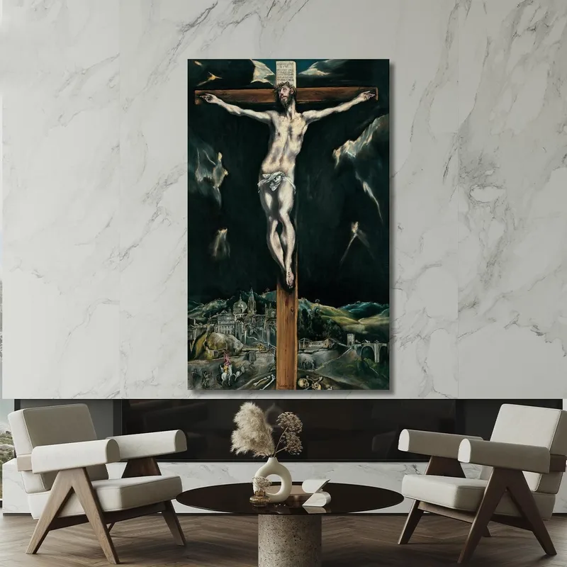 Cristo Crucificado Con Toledo Al Fondo El Greco (Domenikos Theotokopoulos)