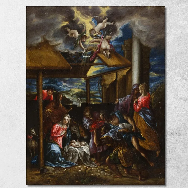 L'Adorazione Dei Pastori 2 El Greco (Domenikos Theotokopoulos) quadro stampa su tela