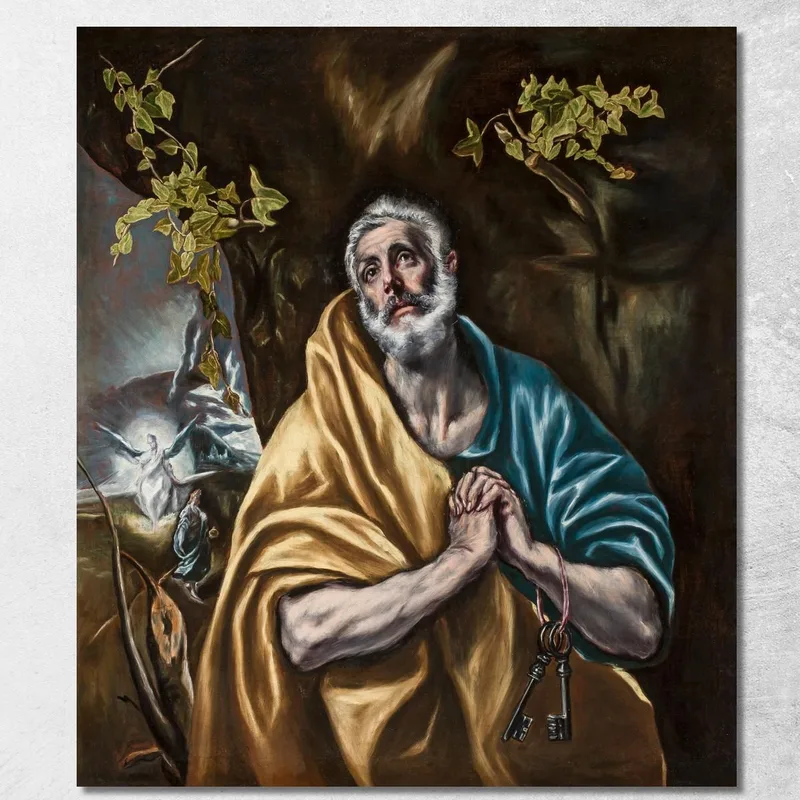 San Pietro Penitente El Greco (Domenikos Theotokopoulos) quadro stampa su tela