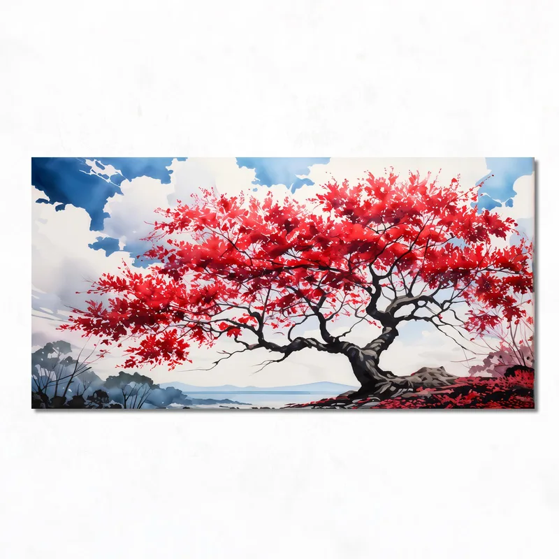 Crimson Maple Tree in Autumn canvas art print