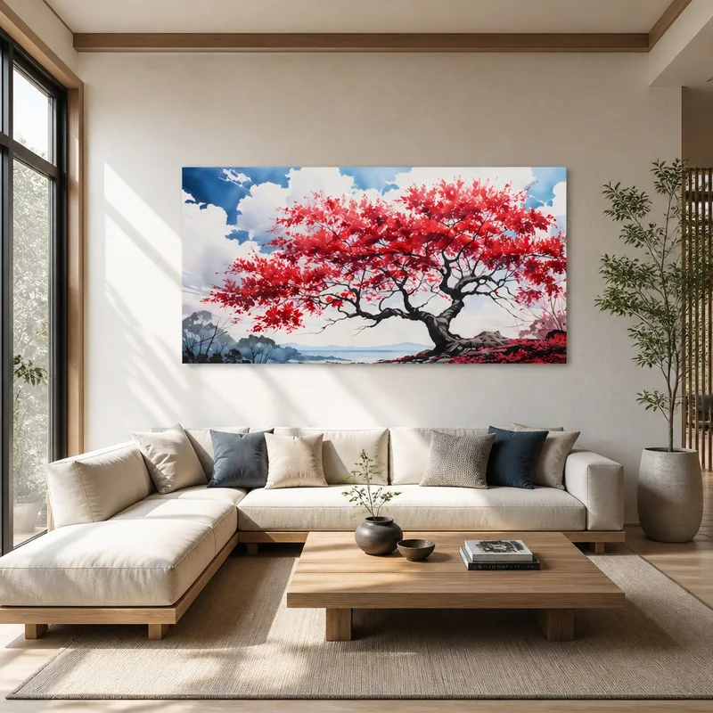 Crimson Maple Tree in Autumn canvas art print