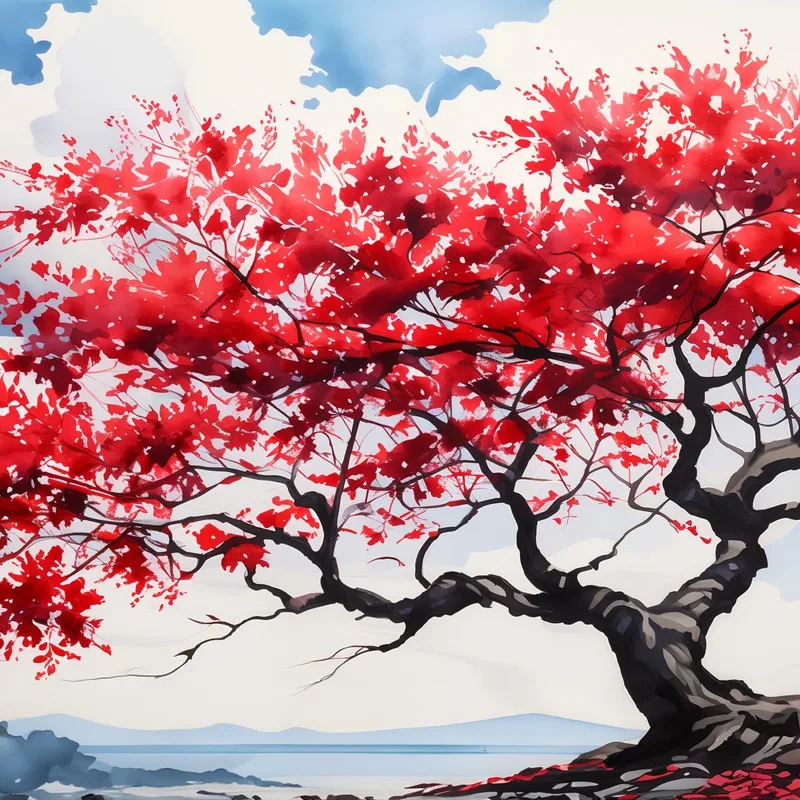 Crimson Maple Tree in Autumn canvas art print
